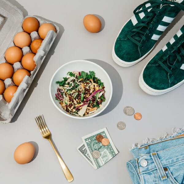 salad quinoa adidas sneakers jeans eggs money diary